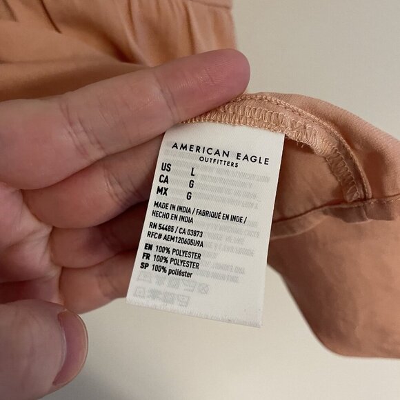 American Eagle Women L Peach Spaghetti Straps V-Neck Crop Babydoll Tank Top NWT - Picture 7 of 9
